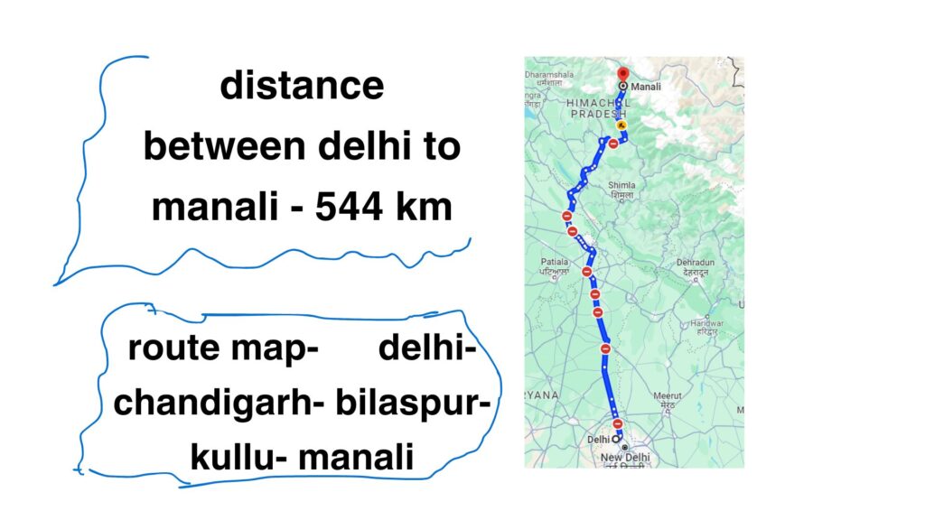 delhi to manali route map